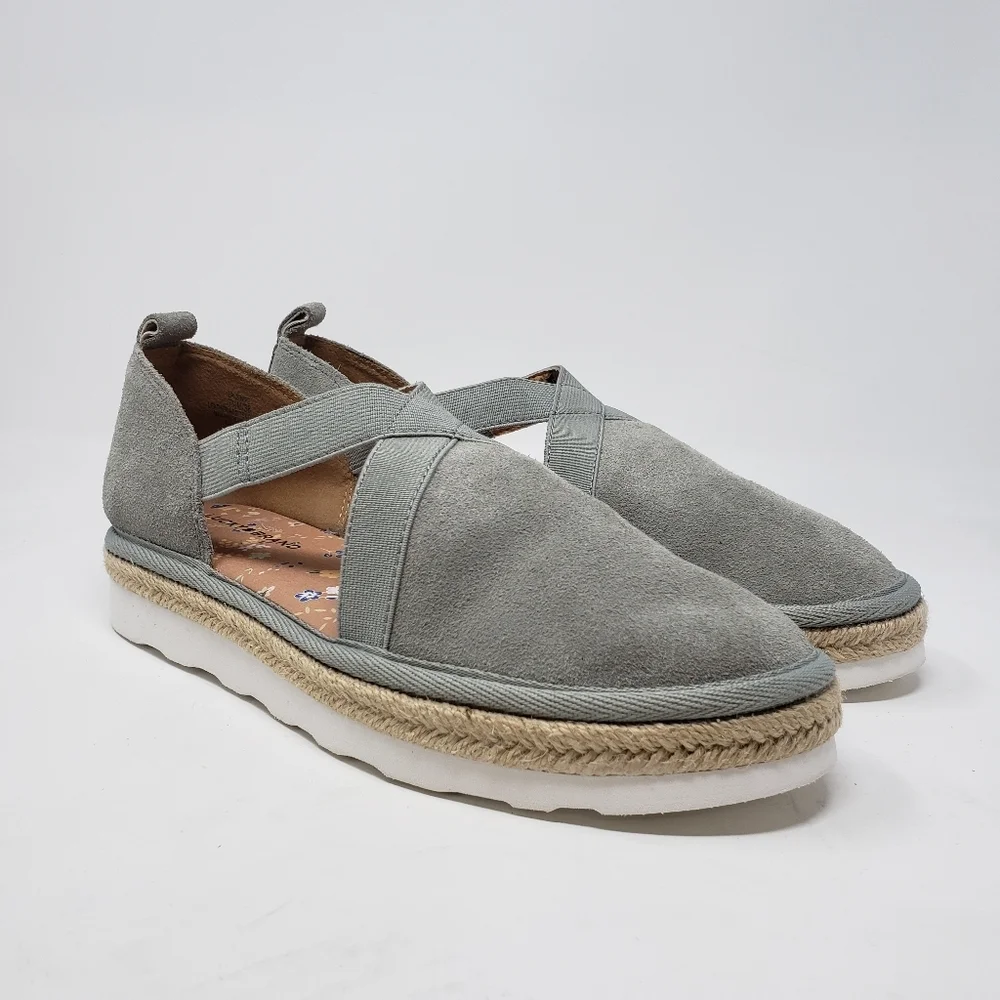 Lucky Brand Jenife Suede Comfort Platform Slip On Lt. Sea Grass casual